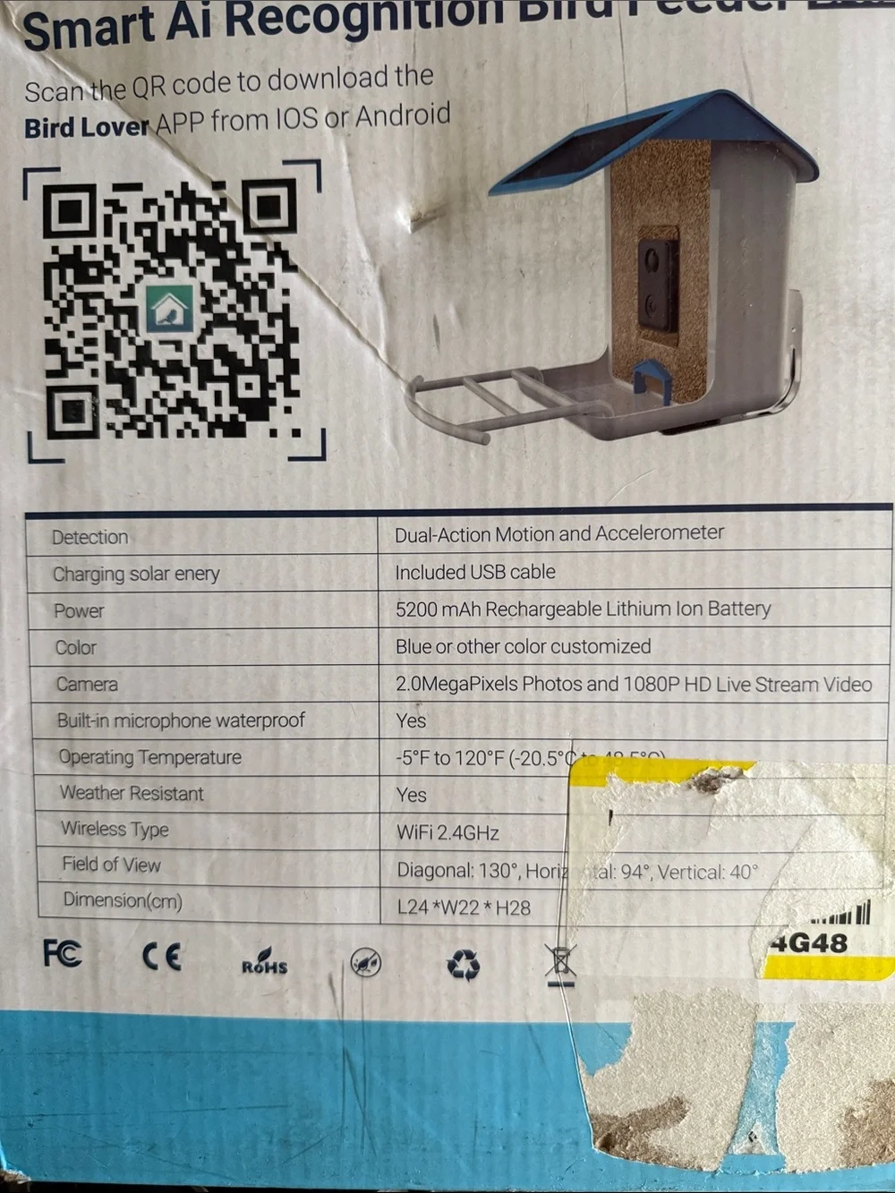 Remote Control Camera Bird Feeder – Blue/White Roof